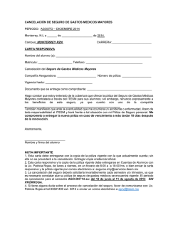 CANCELACI&Oacute;N DE SEGURO DE GASTOS MEDICOS MAYORES