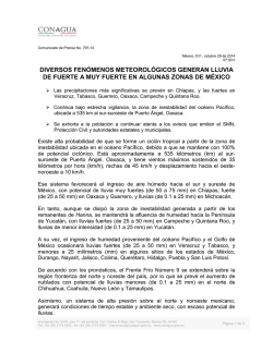 diversos fen&oacute;menos meteorol&oacute;gicos generan lluvia de fuerte a muy