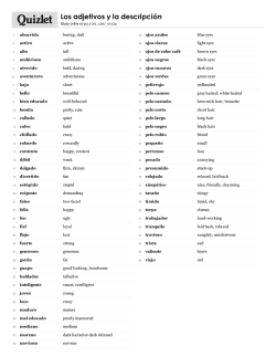 Print &rsaquo; Los adjetivos y la descripci&oacute;n | Quizlet | Quizlet