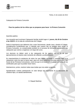 Catequesis de Primera Comuni&oacute;n Para los padres de los ni&ntilde;os que