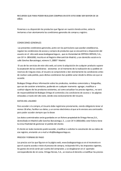 Condiciones generales - Bodegas Ortega desde 1966 a su servicio