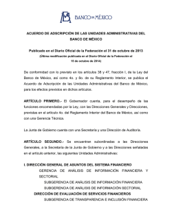 ACUERDO DE ADSCRIPCI&Oacute;N DE LAS - Banco de M&eacute;xico