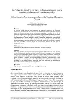 La evaluaci&oacute;n formativa por pares en l&iacute;nea como apoyo para la
