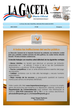 LA GACETA N&deg; 208 de la fecha 29 10 2014