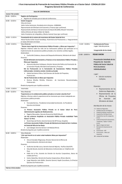 I Foro Internacional de Promoci&oacute;n de Inversiones P&uacute;blico Privadas