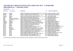 Listas provisionales de Farmac&eacute;uticos Titualres (FH)