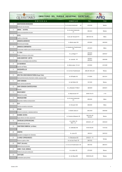 Directorio de Empresas - Parque Industrial Quer&eacute;taro