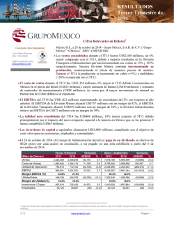 RESULTADOS Tercer Trimestre de 2014 - Grupo M&eacute;xico