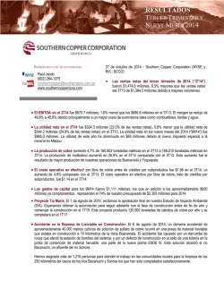 28.10.14 Southern Copper reporta resultados del Tercer Trimestre