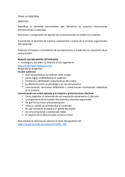 TEMA: LA ORATORIA OBJETIVO: Identificar la identidad - Inicio