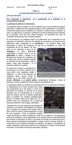 TEMA 31 LA PARTICIPACI&Oacute;N POL&Iacute;TICA EN COLOMBIA - Ciencias