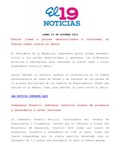 Daniel llama a pa&iacute;ses desarrollados a conformar un - El 19 Digital