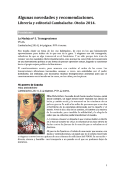 Novedades y recomendaciones oto&ntilde;o 2014 - El local cambalache