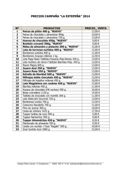 PRECIOS CAMPA&Ntilde;A &ldquo;LA ESTEPE&Ntilde;A&rdquo; 2014