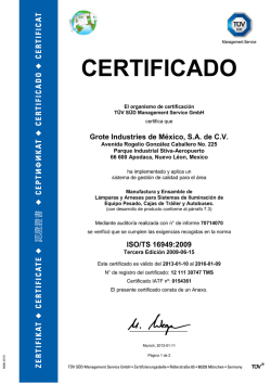CERTIFICADO - Grote Industries