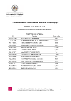 Listado de estudiantes ordenados por nota media de acceso al m&aacute;ster