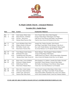 St. Hugh Catholic Church &ndash; Liturgical Ministers