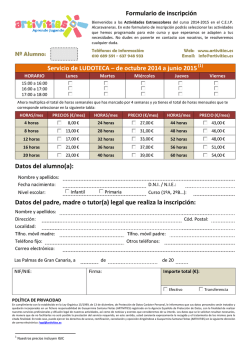 Servicio de LUDOTECA Datos del alumno(a): Datos del padre