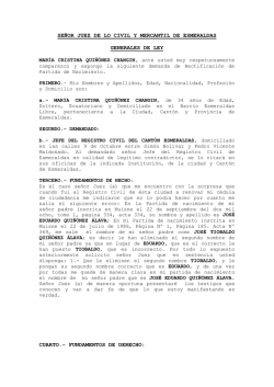 SE&Ntilde;OR JUEZ DE LO CIVIL Y MERCANTIL DE ESMERALDAS