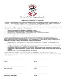 Riverbank RedTails Equipo de Nataci&oacute;n C&Oacute;DIGO DE CONDUCTA