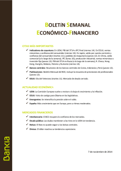 BOLET&iacute;N SEMANAL ECON&Oacute;MICO-FINANCIERO - Bankia Banca