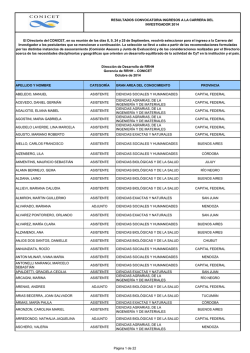 Lista de Ingresos Aprobados a la Carrera del Investigador - Conicet