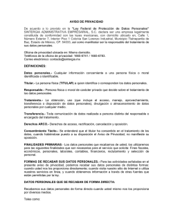 Aviso de privacidad - Sintergia Administrativa Empresarial, SC