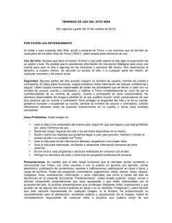T&Eacute;RMINOS DE USO DEL SITIO WEB (En vigencia a - Tmovi.mx