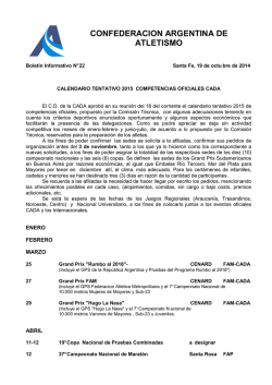 Boletin N&ordm; 22 Calendario Tentativo CADA 2015 - Confederaci&oacute;n