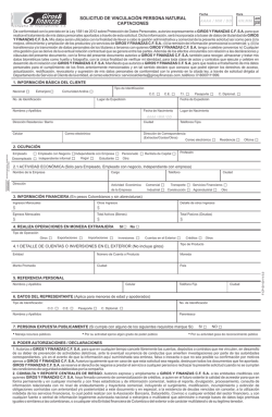 Formulario de vinculaci&oacute;n Persona Natural - Giros y Finanzas