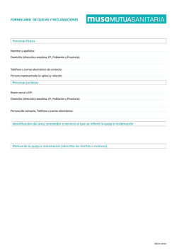 FORMULARIO DE QUEJAS Y RECLAMACIONES Personas - Musa