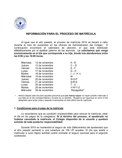 Informaci&oacute;n proceso de matr&iacute;cula 2015 - Colegio Villa Mar&iacute;a Academy
