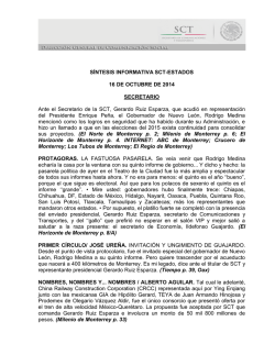 S&Iacute;NTESIS INFORMATIVA SCT-ESTADOS 16 DE OCTUBRE DE