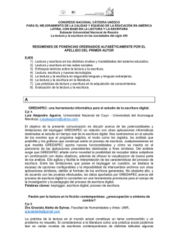 Res&uacute;menes (ordenados por autor) - Congreso UNESCO UNR