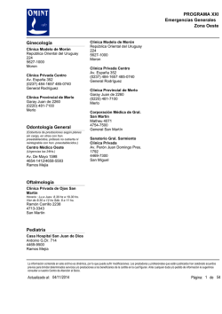 Zona Oeste PROGRAMA XXI Emergencias Generales - Omint