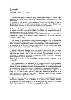 Trascendi&oacute; Milenio 24 DE OCTUBRE DEL 2014 ** Que el