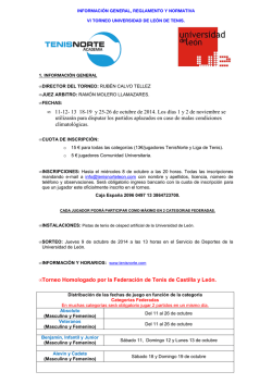 INFORMACI&Oacute;N Vl TORNEO UNIVERSIDAD DE - Tenis Norte Le&oacute;n