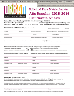 A&ntilde;o Escolar 2015-2016 Estudiante Nuevo - Urban Discovery