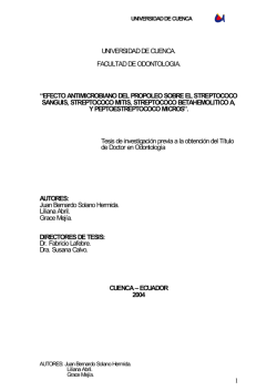 1 UNIVERSIDAD DE CUENCA. FACULTAD DE ODONTOLOGIA