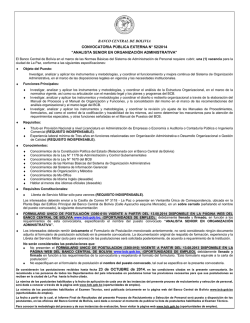 convocatoria - Banco Central de Bolivia
