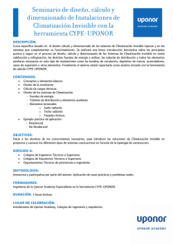 Seminario de dise&ntilde;o, c&aacute;lculo y dimensionado con UPONOR-CYPE