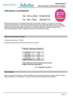 Tarifas Adeslas Basico: - Contratar seguro de salud Adeslas