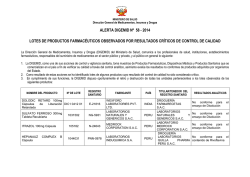 lotes de productos farmac&eacute;uticos observados por - Digemid