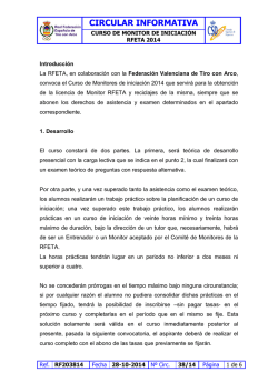 CIRCULAR INFORMATIVA - Real Federaci&oacute;n Espa&ntilde;ola de Tiro con