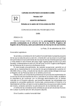 Asuntos Entrados N&deg; 32 - Honorable C&aacute;mara de diputados de la