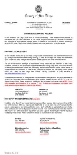 food handler training school - County of San Diego