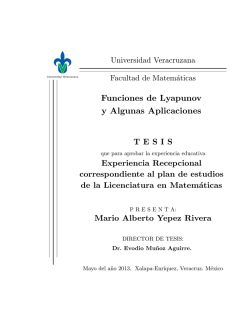 Funciones de Lyapunov y Algunas Aplicaciones