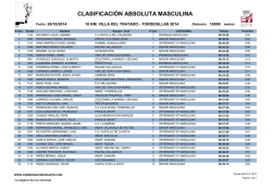 Clasificacion Absoluta Hombres 10 Km. - Club Deportivo Sprint Sport