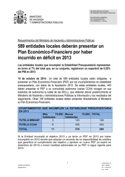 Nota sobre las entidades Locales obligadas a presentar Planes
