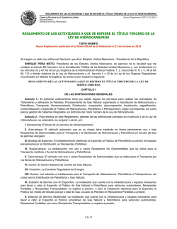 Reglamento de las actividades a que se refiere el T&iacute;tulo Tercero de